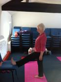 Use a block rather than a chair if the chair is too high to help you stretch your hamstring