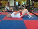 The Deadbug exercise to strengthen the core muscles as part of a back care exercise plan
